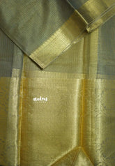 Grey with Gold - Tissue silk saree Silver Zari Boder - Best for Special Celebrations